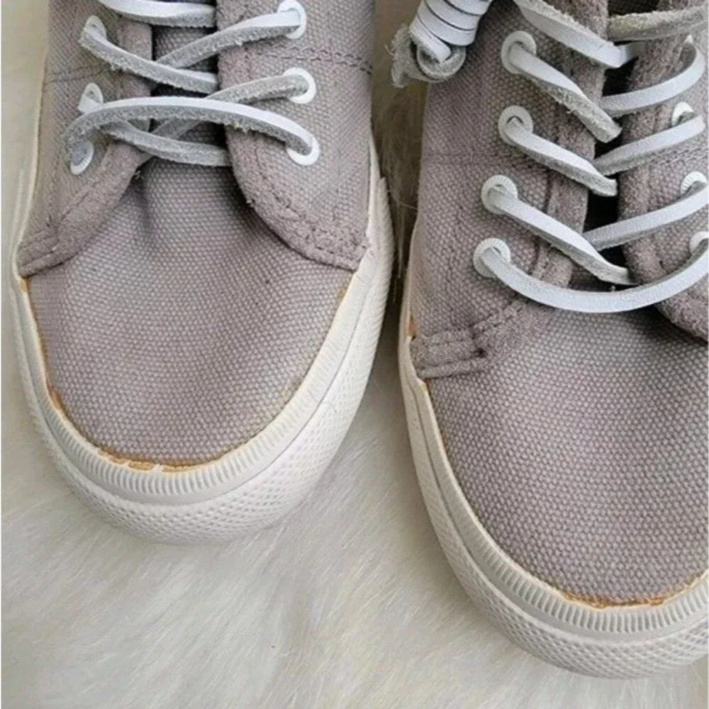 Frye canvas leather gray sneakers womens  sz 8